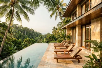 Villa moderne avec piscine à débordement et vue sur la jungle à Koh Samui, idéale pour un investissement immobilier en Thaïlande