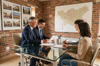Consultation avec un courtier en prêt immobilier en Haute-Garonne, vue d'ensemble d'un bureau professionnel à Toulouse