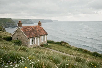 Petite maison normande en pierre avec vue mer à vendre, idéale pour un investissement avec petit apport
