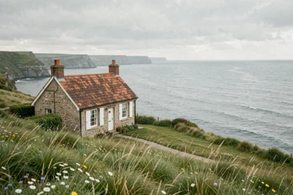 Petite maison normande en pierre avec vue mer à vendre, idéale pour un investissement avec petit apport